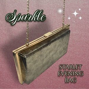 Starlet Iridescent Convertible Sparkling Evening Bag Clutch Gold Green Bronze